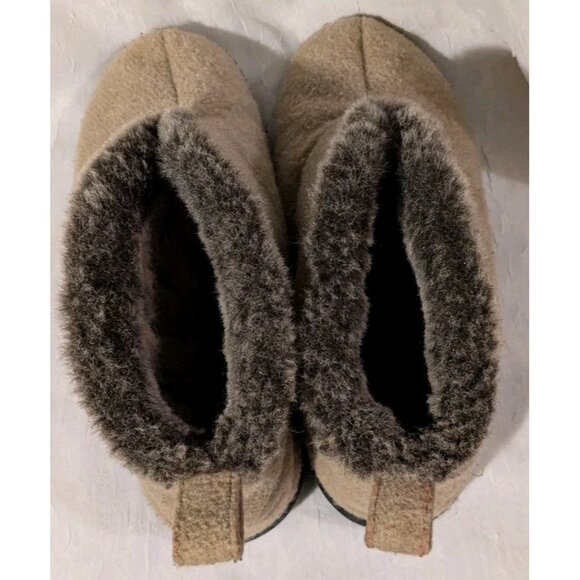 Acorn Slippers Booties Wool Faux Fur Lined Brown Tan Winter Cozy Womens Sz 8-9 - Picture 6 of 14